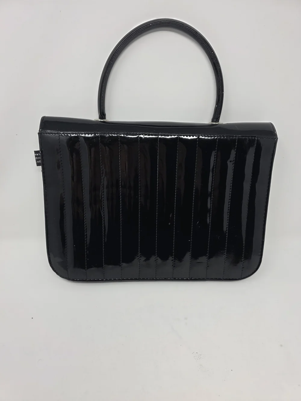 Hell’s Belles Black Patent Leather Look Handbag Leopard Lined Structured Satchel